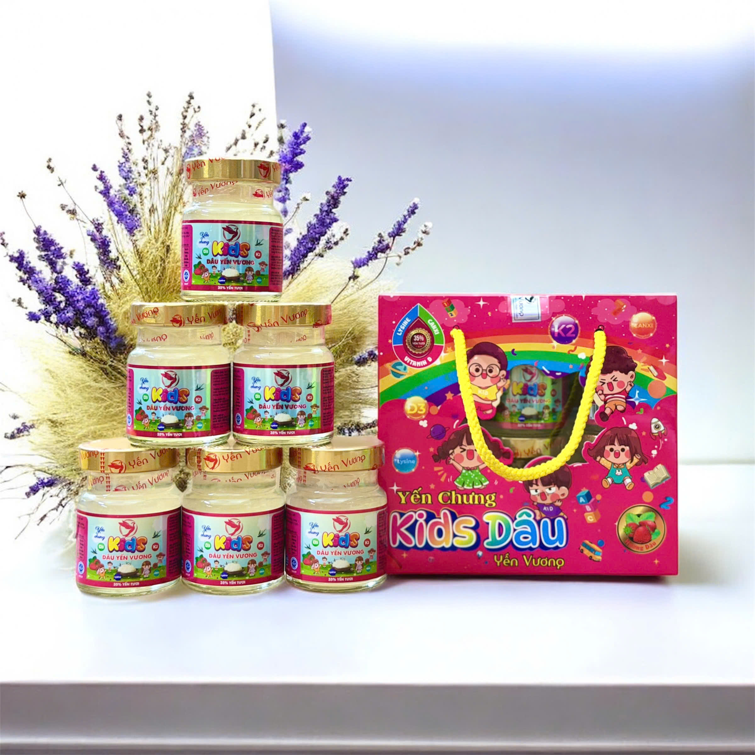 Lốc 6 hũ yến Vương 70ml Kids Dâu